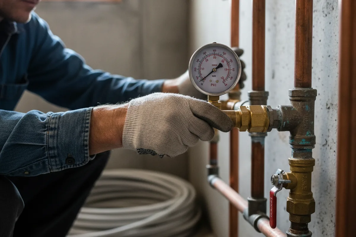 Pressure testing a repaired line during Water Line Repair in Teachey